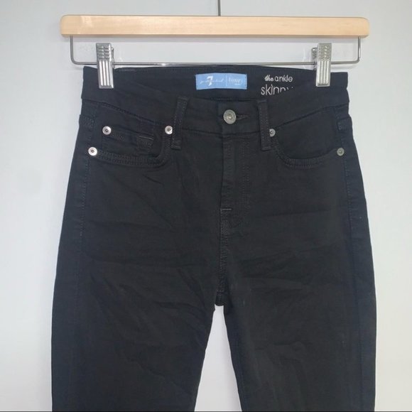 7  for all Mankind B(air) Denim The Ankle Skinny Jeans Black Raw Hem Size‎ 24 - Picture 4 of 12